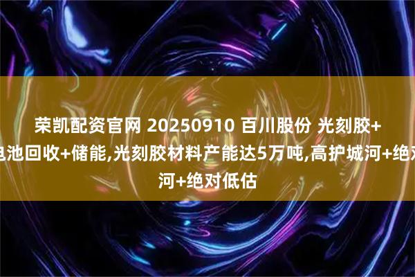 荣凯配资官网 20250910 百川股份 光刻胶+动力电池回收+储能,光刻胶材料产能达5万吨,高护城河+绝对低估