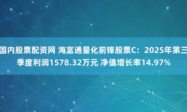 国内股票配资网 海富通量化前锋股票C：2025年第三季度利润1578.32万元 净值增长率14.97%